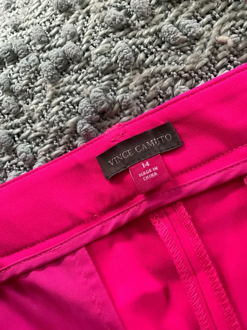 Vince Camuto Hot Pink Slim Leg Cuffed Ankle Trousers 14